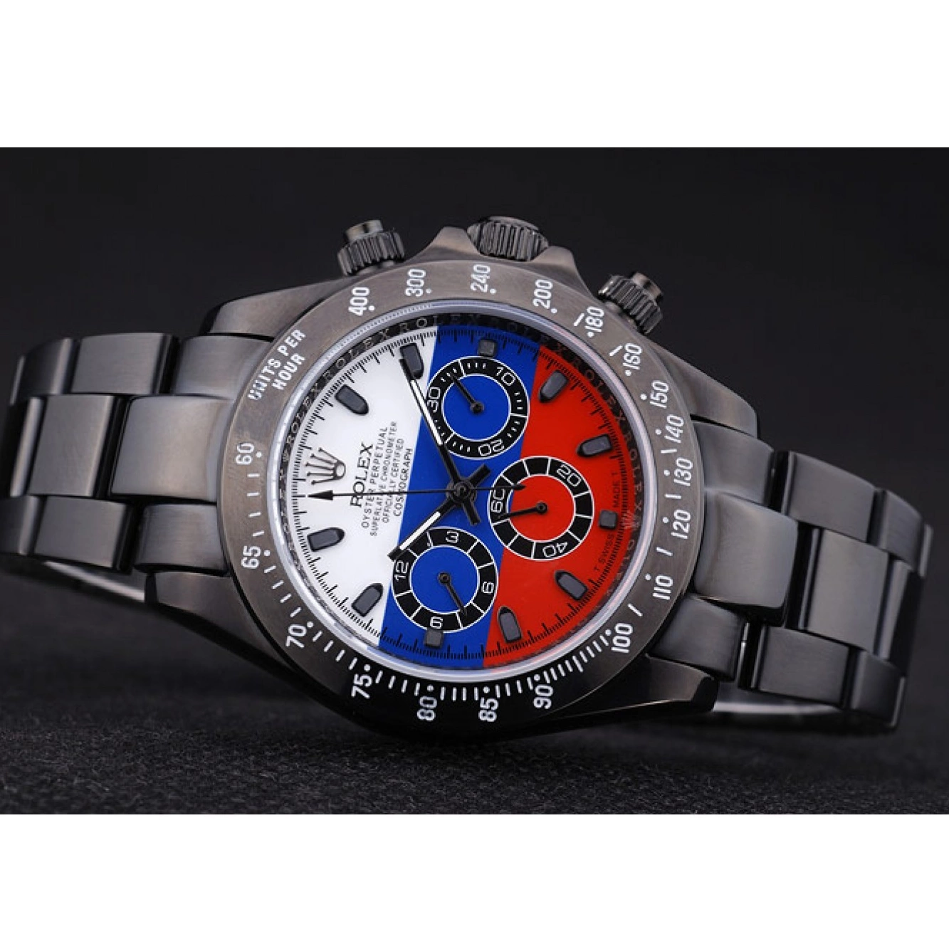 Rolex aaa copy Flag Bracelet Black Russian Cosmograph Daytona Dial Rolex 7472 0528